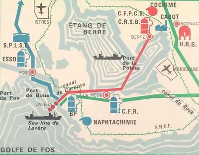 Carte du complexe pétrochimique Fos-étang de Berre